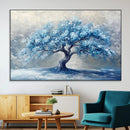 Abstract Blue Tree Art Canvas Print, Majestic Tree Wall Art