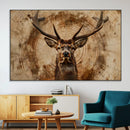 Wood Abstract Deer Wall Art | Rustic Wildlife Canvas Print |