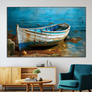 Vintage Boat on Tranquil Waters | Coastal Wall Art for