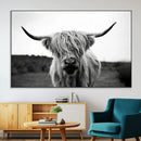 Highland Cow Wall Art | Black and White Farmhouse Decor |