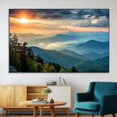 Sunrise Over Mountain Range Wall Art Canvas Print, Farmhouse