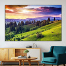 Green Hills and Sunset Wall Art Print - Scenic Landscape by MyGreatCanvas | Canvas Wall Art Prints | Photo Prints & Wall Decor