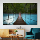 Suspension Bridge Over River Canvas Art | 3-Panel Nature by MyGreatCanvas | Canvas Wall Art Prints | Photo Prints & Wall Decor