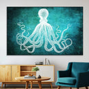 Green Octopus Abstract Wall Art Canvas Print