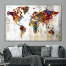 Vintage World Map Canvas Wall Art Print, Warm Tone Global