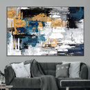 Blue and Gold Abstract Canvas Wall Art – Triptych Modern