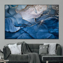 Navy Blue Canvas Art Abstract Print – Elegant Triptych