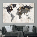 Abstract Map Printing - Modern World Map Canvas Wall Art for