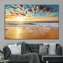 Golden Sunset Beach Print Canvas Wall Art, Giclee Canvas