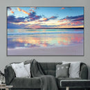 Tranquil Pastel Sunset Beach Triptych Canvas Art, Soothing
