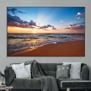 Serene Ocean Sunset Canvas Print, Golden Hour Beach Wall