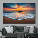 Sunset Beach Canvas Wall Art – Colorful Ocean Waves Triptych