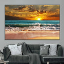 Golden Sunset Beach Canvas Wall Art – Triptych Seascape by MyGreatCanvas | Canvas Wall Art Prints | Photo Prints & Wall Decor