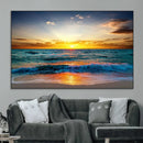 Vibrant Ocean Sunrise Over Golden Beach Waves, Giclee Canvas by MyGreatCanvas | Canvas Wall Art Prints | Photo Prints & Wall Decor