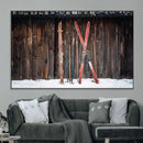 Vintage Ski Gear Canvas Print, Vintage Ski Gear Against