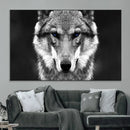 Black and White Wild Wolf Wall Art Canvas Print