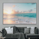 Tranquil Ocean Beach Sunset Canvas Wall Art | 3-Panel