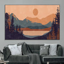 Modern Boho Sunset Canvas Print, Mountain Landscape Triptych