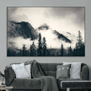 Large Foggy Mountain Forest Wall Art Canvas Print | Misty