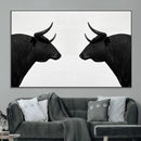 Spanish Bull Art - Framed Black and White Bull Canvas Print