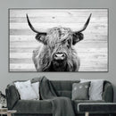 Scottish Highland Cow Cattle Art Print on Wood Background by MyGreatCanvas | Canvas Wall Art Prints | Photo Prints & Wall Decor