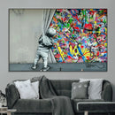 Banksy Colorful Street Graffiti Canvas Wall Art Print, by MyGreatCanvas | Canvas Wall Art Prints | Photo Prints & Wall Decor