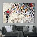 Banksy Art Butterfly Girl Explosion Canvas Art – Vibrant