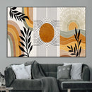 Modern Boho Sun and Leaf Abstract Art – 3-Panel Giclée