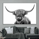 Grayscale Scottish Highland Cow Cattle Art Print Farmhouse by MyGreatCanvas | Canvas Wall Art Prints | Photo Prints & Wall Decor