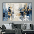 Modern Abstract Canvas Wall Art in Blue and Gold Tones |