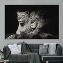 Lion Couple Wall Art Canvas Print – Elegant Black and White