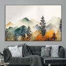 Abstract Watercolor Mountains and Trees Autumn Wall Art,