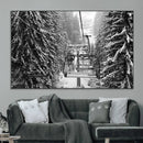 Winter Ski Lift Black and White Canvas Wall Art – Alpine