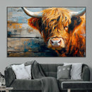 Highland Cow Abstract Canvas Wall Art – Bold Farmhouse