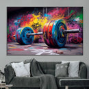 Abstract Graffiti Barbell Canvas Wall Art – Urban Fitness