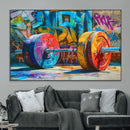Fitness Gym Barbell Graffiti Wall Art Canvas Print