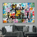 Life Beautiful Art Print - Banksy Graffiti Wall Art Canvas by MyGreatCanvas | Canvas Wall Art Prints | Photo Prints & Wall Decor
