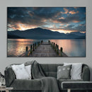 Mountain Lake Wood Pier Canvas Wall Art Nature Lake Print