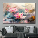 Lotus Flower Wall Art | 3-Panel Giclee Canvas Print of Pink