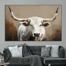 White Longhorn Bull Wall Art Canvas Print – Framed and Ready by MyGreatCanvas | Canvas Wall Art Prints | Photo Prints & Wall Decor