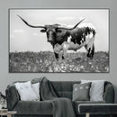 Texas Black White Highland Longhorn Cow Wall Art Canvas by MyGreatCanvas | Canvas Wall Art Prints | Photo Prints & Wall Decor