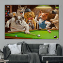 Dogs Playing Pool Canvas Wall Art Funny Gifts Dog Print