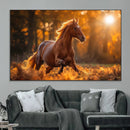 Running Horse Sunset Forest Wall Art Canvas Print