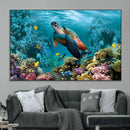 Sea Turtle and Coral Reef Triptych Wall Art – Vibrant