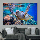 Underwater Sea Turtle Wall Art Canvas Print – Vibrant Ocean