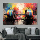 Weightlifting Barbell Art Triptych, Bold Abstract Fitness