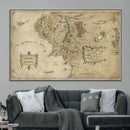 Vintage Middle Earth Map Wall Art Canvas – Lord of the Rings