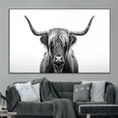 Highland Wall Art Canvas Print – Minimalist Black and White