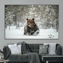 Grizzly Bear Wall Art – Framed Snowy Forest Canvas Artwork, by MyGreatCanvas | Canvas Wall Art Prints | Photo Prints & Wall Decor