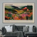 Yayoi Kusama Landscape Canvas Print, Vibrant Floral Mountain